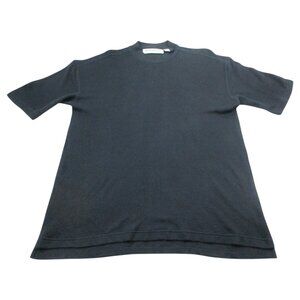 Jhane Barnes Knitted T-Shirt Mens M Black Silk Heavyweight Short Sleeve High Low